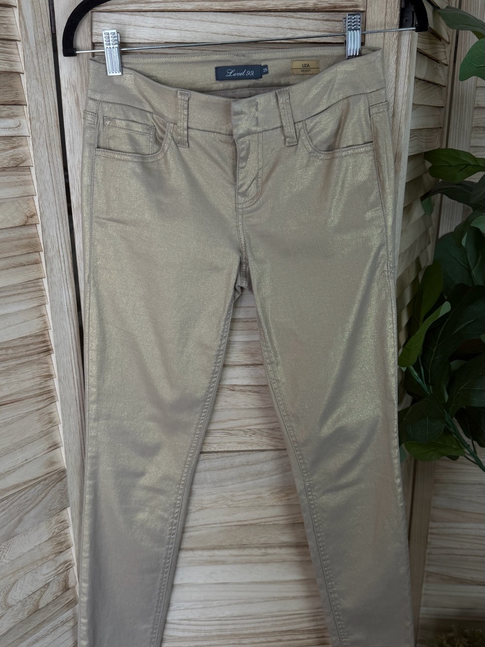Level 99 Light Gold Skinny Jeans